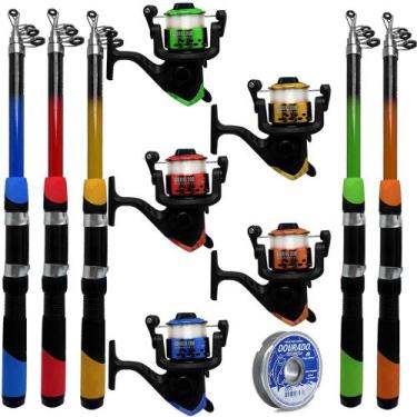 Imagem de 5 Vara De Pesca Completa Telescopica 2,40m 5 Molinete Linha - Summer 