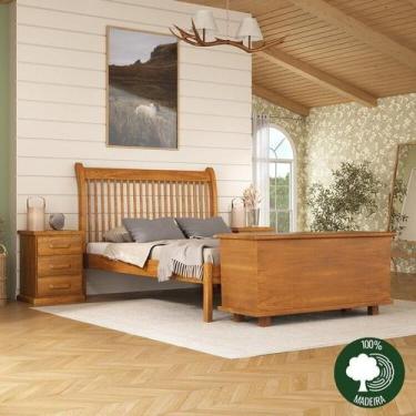 Imagem de Conjunto Dormitório Cama Napoli 140 + 2 Mesa de Cabeceira Slin + Baú d