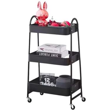Imagem de Carrinho Organizador de Metal Multiuso com Rodinhas (PRETO)
