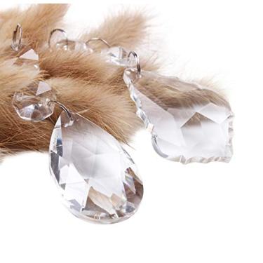 Imagem de BIHRTC Pacote com 12 pingentes de cristal transparente para lustre, prismas, pingentes de vidro (6 peças de lágrima + 6 pingentes de cristal de folha de bordo)