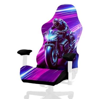 Imagem de Capa para cadeira de jogos, estilo Cyberpunk fixe, alta elasticidade, macia, fácil de instalar, capa de assento para cadeira de jogos com capa de apoio de braços - sem cadeira (N)
