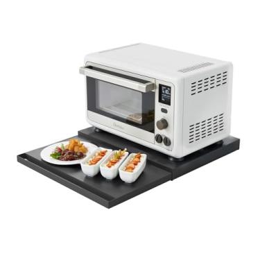 Imagem de VibeNest Organizador de bancada com suporte de micro-ondas – aço inoxidável com gavetas e prateleiras removíveis, suporte multifuncional para vários aparelhos de cozinha (preto + prateleira)