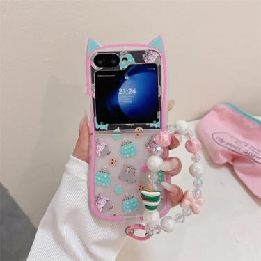 Imagem de Capa de silicone com corrente e gatinho fofo para Samsung Galaxy Z Flip4 (para Samsung Galaxy Z Flip4/WK142-4)