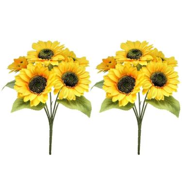 Imagem de Jogo 2 Buquês Girassol 45cm 5 Flores Artificial Premium - Mc Flores