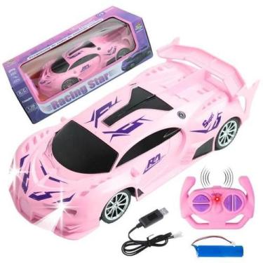Imagem de Carrinho Controle Remoto Bateria Recarregável Com Luz Led (Rosa) - Toy