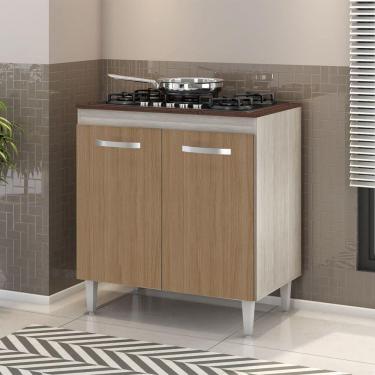 Imagem de Balcão Para Cooktop 4 E 5 Bocas 2 Portas Montana Elmo/marrom Hr Móveis