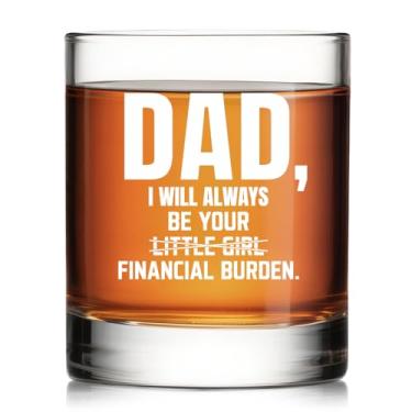 Imagem de Pishovi Dad I Will Always Be Your Little Girl Financial Burden Whiskey Glass, aniversário, Natal, Dia dos Pais, presentes de ação de graças para o pai da filha, ótimos presentes de mordaça