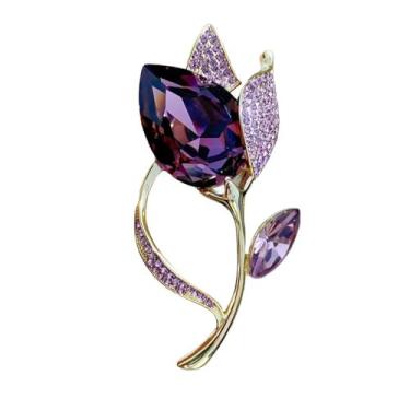 Imagem de Broche de flor para mulheres - Elegante feito à mão cristal e pérola strass boutonniere para chapéu, bolsa, terno, vestido, cachecol, acessórios de fantasia de xaile broches e alfinetes para mulheres
