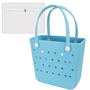 Imagem de CLLTIV Bolsa feminina – Bolsa de praia grande de borracha, média, impermeável, à prova de areia, para esportes ao ar livre na praia, Water Bule, Large, Sacola