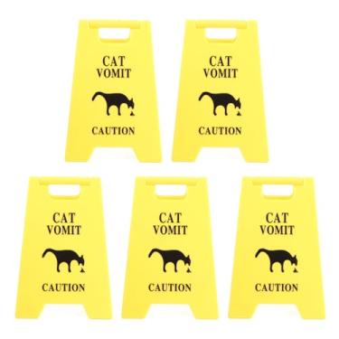 Imagem de ASHATA Cuidado de Vômito de Gato Engraçado, Mini -Gato Cão de Avomando Placar de Mesa de Vômito, Plástico a Abdominais de Impermeabilização, 2,64 X 3,94in, para Decoração de Escritório Em Casa (Gato)