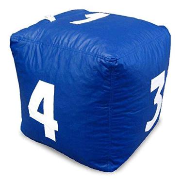 Imagem de Puff Infantil Dado Grande em Couro Sintético - Azul Royal com Números Brancos - Phoenix Puff