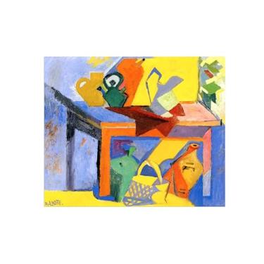 Imagem de Natureza Morta Quadro Parede em Tela-Famosas Pinturas para Sala de Jantar-Jarra-Decoração Cozinha Vintage 20x25cm Sem Moldura