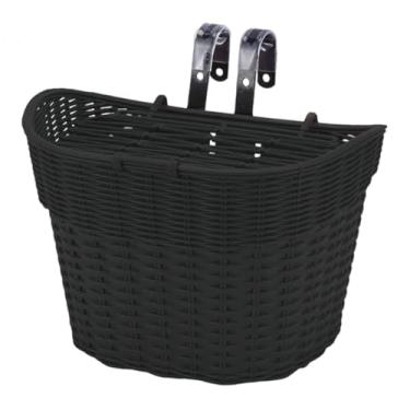 Imagem de oshhni Cesta de bicicleta infantil, acessório de armazenamento, cesta de ciclismo portátil, decoração frontal para meninas, parques, ciclismo, piqueniques, Preto