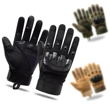 Imagem de Luva Tática Airsoft, Paintball, Segurança, Policial, Militar, Motoqueiro, Ciclismo, Pesca, Direção, Proteção das Mãos, Antiderrapante, Unissex Ajustável, Uso Diário com Touchscreen (Preto)