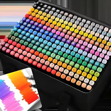 Imagem de Kit De Canetinhas Touch Coloridas Ponta Dupla Com 48 Cores Para Desenho Lapis Marcador Profissional E Escolar Duas Pontas Hidrográfica De Alta Performance