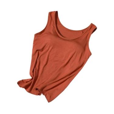 Imagem de Dynwave Bra de esportes de tanques de tanques femininas acolchoadas para férias ativas de férias diariamente use, L, Tijolo Vermelho