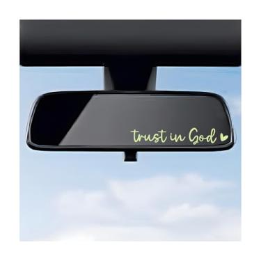 Imagem de DXNQ 4 peças de decalques de espelho retrovisor Trust in God, adesivos decorativos de vinil automotivo para espelho retrovisor, adesivos impermeáveis Trust in God para laptop de carro, caminhão