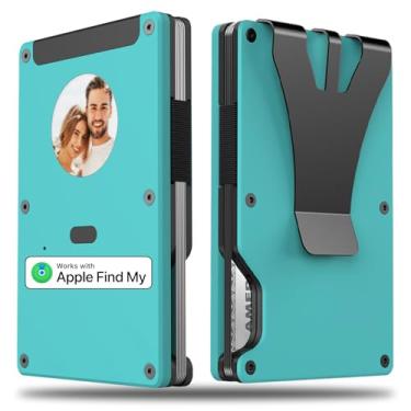 Imagem de Carteira personalizada E-Ink Air Tag - Carteira rastreável com foto eletrônica/texto/informações de contato, suporte fino para cartão de crédito RFID embutido Find My Tracker, presente para homens