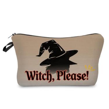 Imagem de Livel lhood Witch Please Bolsa de maquiagem fofa pequena bolsa organizadora com zíper bolsa de cosméticos Witch Please Presente de Halloween para mulheres amigas -2