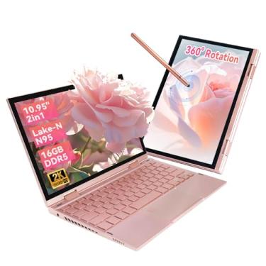 Imagem de BINTEC Laptop com tela sensível ao toque 2K de 11 polegadas, Celeron N95 (até 3,4 GHz), RAM DDR5 de 16 GB, conversível em 360°, leitor de impressão digital, teclado retroiluminado, Windows 11 Pro (16