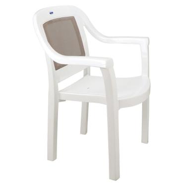 Imagem de Cadeira Tramontina Miami Em Polipropileno Branco Com Tela Camurça Tramontina