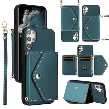 Imagem de Dswteny Capa carteira para Samsung Galaxy S25 Ultra 5G com cordão de pulso alça de ombro fina flip bolsa, suporte para cartão de crédito capa para celular para S25Ultra 25S S 25 25Ultra 6.9 2025