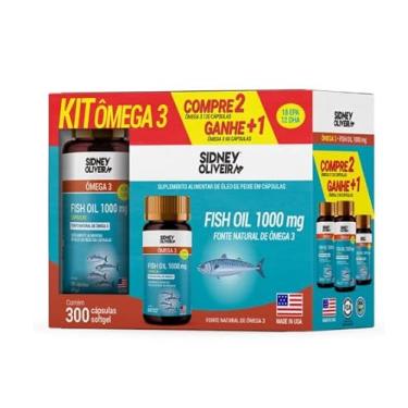 Imagem de Kit Ômega 3 1000Mg Fish Oil Made In Usa 300 capsulas Sidney Oliveira