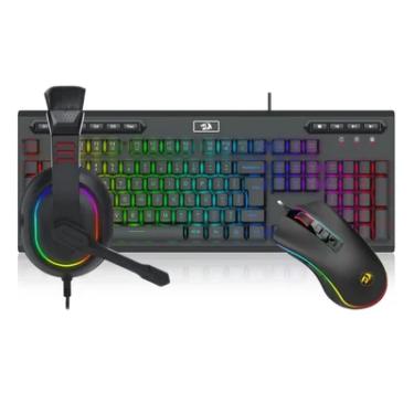 Imagem de Kit Teclado Headset E Mouse Redragon RGB, Teclado Karura 2, Headset Gamer Redragon Scylla, Mouse Redragon Nothosaur 3