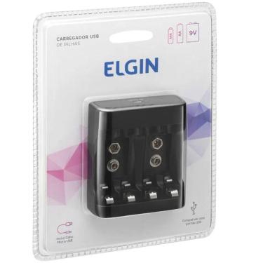 Imagem de Carregador de Pilhas Elgin AA/AAA e Baterias 9v 46RSCUSB0000 Preto
