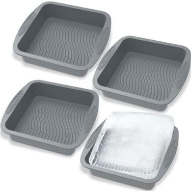 Imagem de 4 peças de molde grande de silicone para cubos de gelo, bandeja reutilizável para cubos de gelo, fácil liberação, molde antiderrapante para cubos de gelo, 26 x 24 x 5 cm, refrigerador de banho de gelo