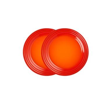 Imagem de Jogo de 2 Pratos Rasos de Cerâmica 22 cm Laranja
