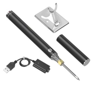 Imagem de JYJZPB Ferro De Solda Sem Fio Com Bateria Recarregável Integrada 1100 Mah, Portátil E Compacto, Anel Indicador Temperatura Ajustável, Adequado Para Trabalhos Manuais (Preto)