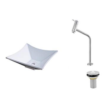 Imagem de Kit Cuba L30 C/Torneira Link 1062 Metal + Válvula 1'' (2,6cm) Branca