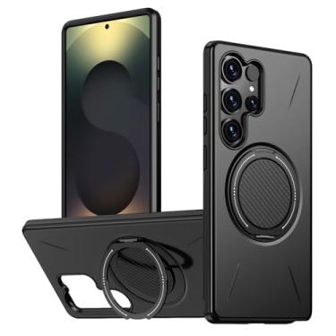 Imagem de HAOMRIYL Capa para Samsung Galaxy S25 Ultra/S25 Plus/S25, capa de proteção de lente fina à prova de choque com anel giratório magnético, preta, S25plus