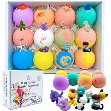 Imagem de Relaxcation 12 Bombas De Banho Para Crianças Com Brinquedos Surpresa Dentro - Feito À Mão Ingredientes Naturais E Seguros Pele Sensível. Diferentes Aromas Presente Meninas Meninos.