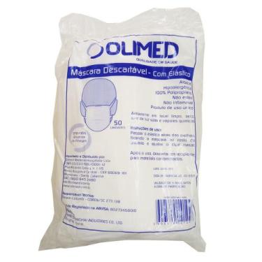 Imagem de Máscara Tripla Descartável com Elástico (OLIMED) - Pacote com 50 Unida