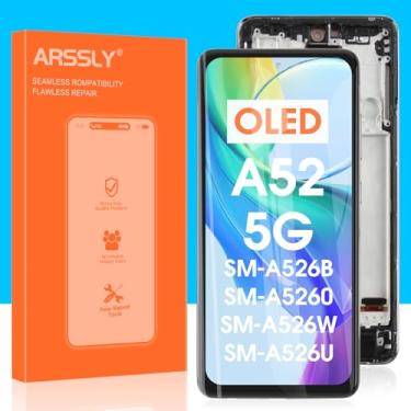 Imagem de Tela de substituição OLED para Samsung Galaxy A52 5G para Samsung A52 5G Display LCD Touchscreen Digitalizador Assembléia SM-A526B SM-A526W SM-A526U (preto com moldura, suporte a impressão digital