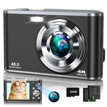 Imagem de Câmera digital Aasonida 4K 48MP com cartão de 32GB e 2 baterias pretas
