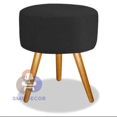 Imagem de Puff Redondo Descanso Para Os Pés Com Pézinho Palito Smf Decor preto