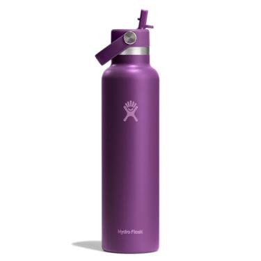 Imagem de Hydro Flask Garrafa de água - aço inoxidável isolado - tampa de palha, não derrama, à prova de vazamento em 680 g Beachplum Purple