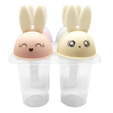 Imagem de Kit Forma de Picolé e Sorvete, 6 Unidades, 75ml cada, Cores Sortidas, Carinhas Divertidas