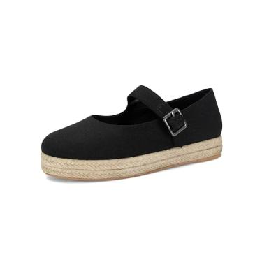 Imagem de SOVANYOU Mary Jane Espadrille Sapatilhas femininas plataforma jeans alpargatas sapatos para mulheres confortáveis e casuais sapatilhas de balé, Preto, 41