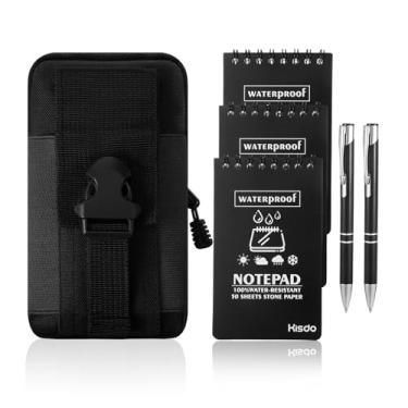 Imagem de Pacote com 6 cadernos à prova d'água, 7,6 cm x 12,5 cm preto para escrever na chuva, bloco de notas para todos os climas, bloco de notas à prova d'água da polícia, com caneta à prova de intempéries e