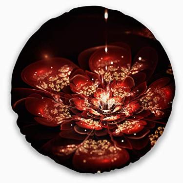 Imagem de Design de flores vermelhas em padrão fractal floral sala de estar, sofá, almofada de alta qualidade + capa de almofada impressa em ambos os lados 40 cm