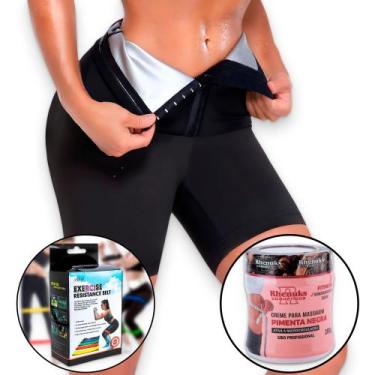Imagem de Bermuda Cinta Modeladora Sauna Forro Térmico + 5 Faixas Elásticas Exer