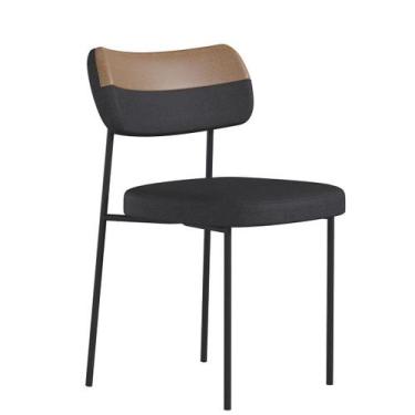 Imagem de Cadeira Estofada Mila Para Sala Jantar Gourmet em Aço-material sintéti