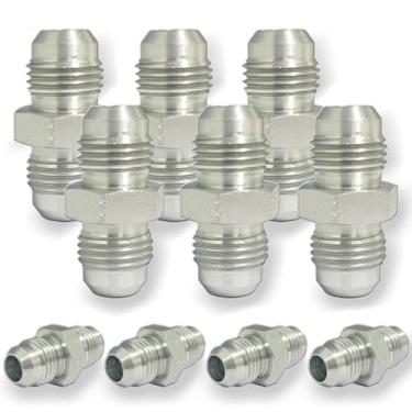 Imagem de 3/20.3 cm JIC macho x 3/20.3 cm JIC macho encaixe hidráulico, aço carbono SAE 37° flare, adaptador de tubo, conector reto, pacote com 10