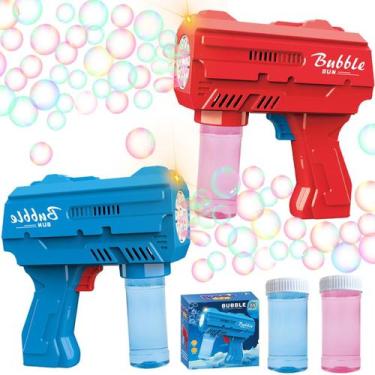 Imagem de Pacote com 2 brinquedos DinXlon Bubble Gun com LED e garrafas de recar