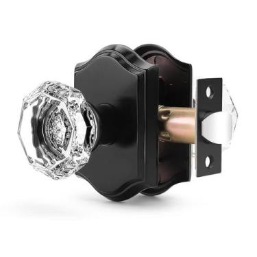 Imagem de Knob Door Knob Orger Passage Glass Clear Crystal, 1 pacote preto