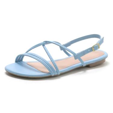 Imagem de Sandália Feminina Rasteirinha Tiras Moda Verão Atemporal Bico Redondo